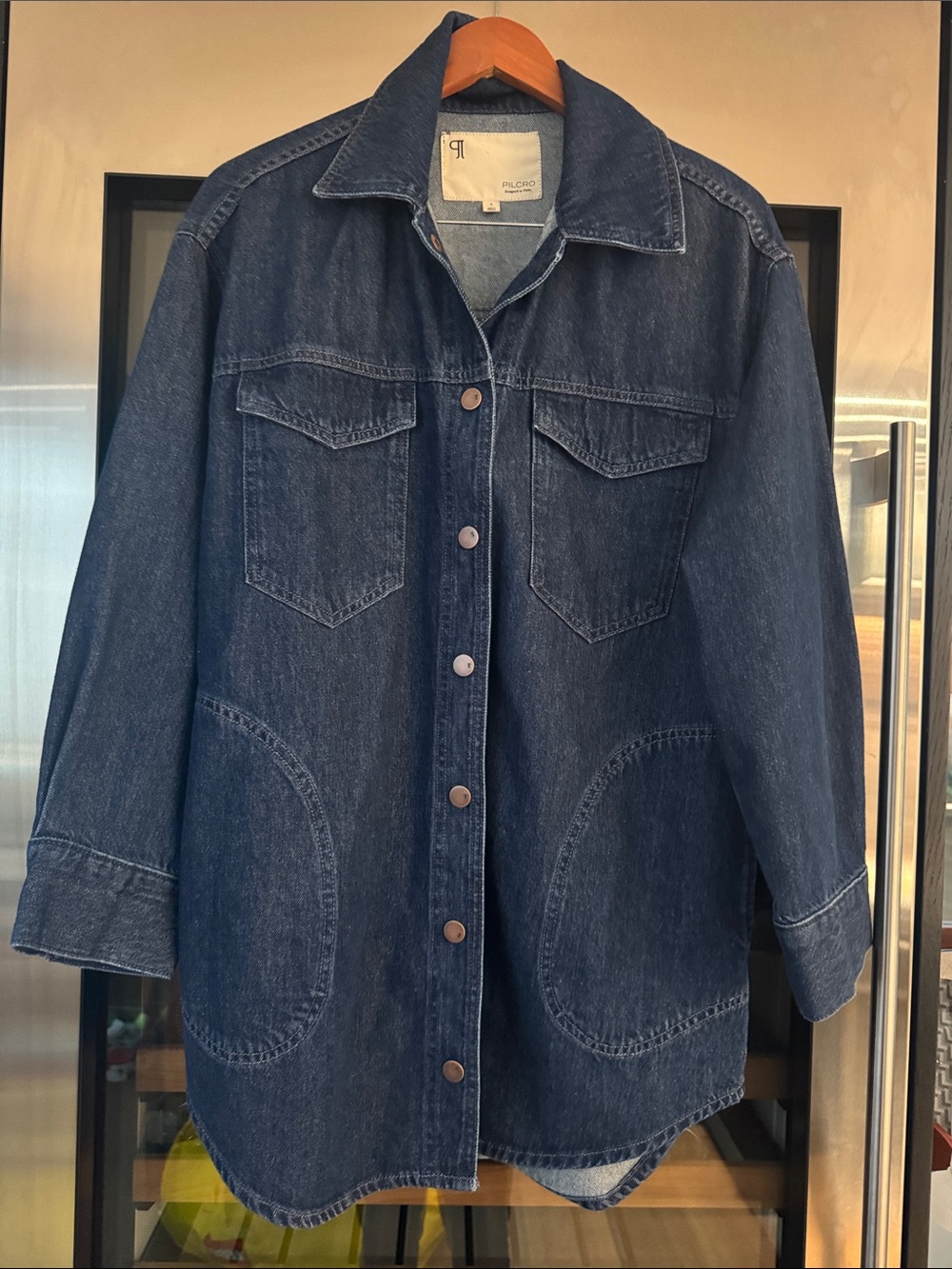 Pilcro Anthropologie Utility Denim Long Chore Jacket Size S - Picture 2 of 9